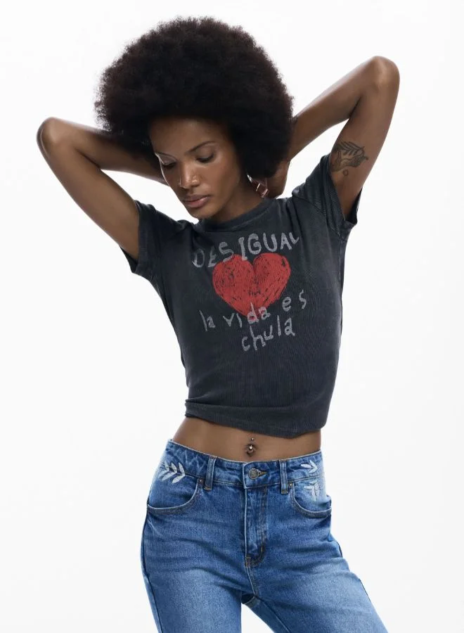 Desigual Blue Flared Denim Trousers for Women | Best Price UAE
